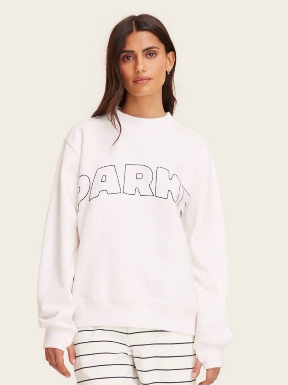 NWT Parke x Target Cream White Logo Pullover Sweatshirt